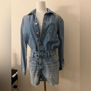 Shorts denim jumpsuit